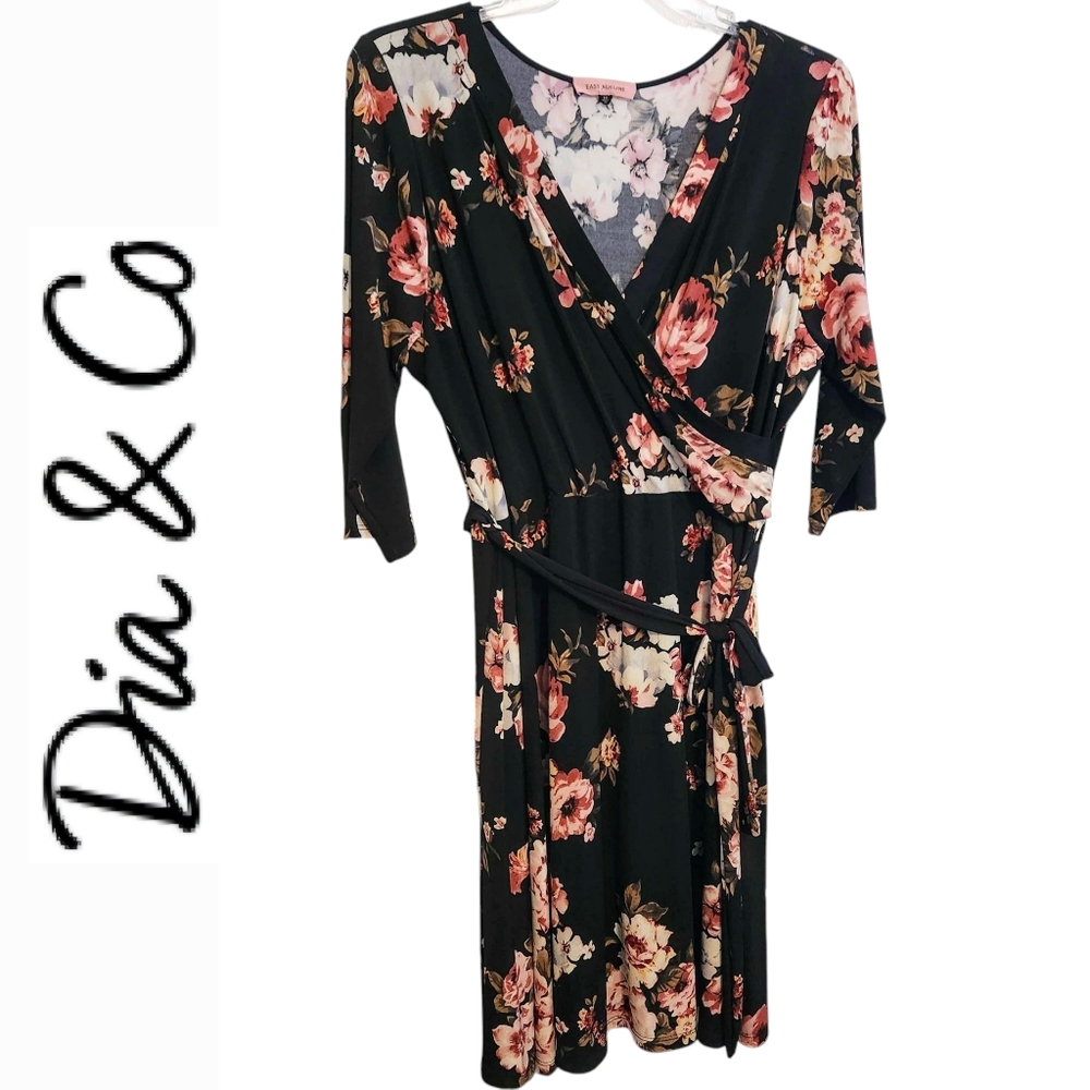 East Adeline Floral Crossover Tie Dress 3X NWOT Dia & Co.